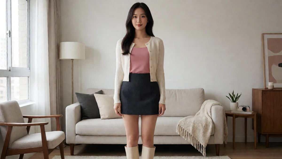 第一福利甜美女友的午夜短片栏目中的年轻女团风模特与对应人物场景
